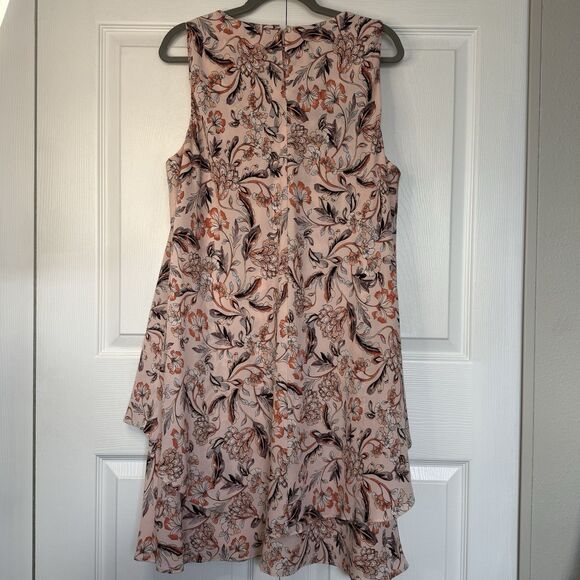 Lauren Ralph Lauren Floral Layered Crepe Dress Peach Pink Women’s Size 16 - Picture 4 of 9